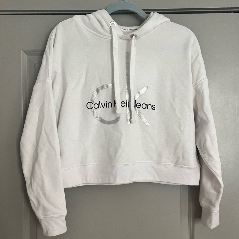 Calvin Klein Jeans White Logo Hoodie